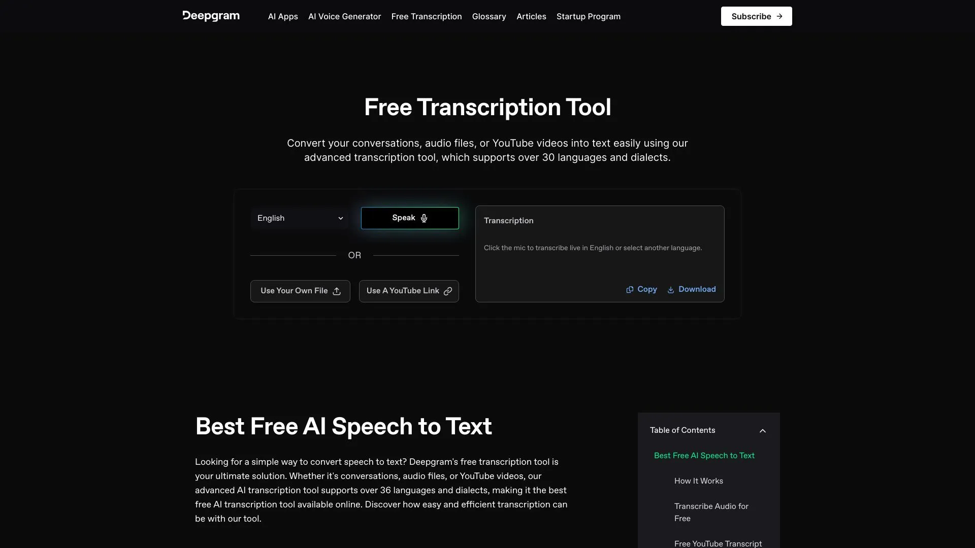 Free Transcription Tool Deepgram