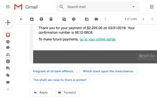 Suggested poems for Gmail