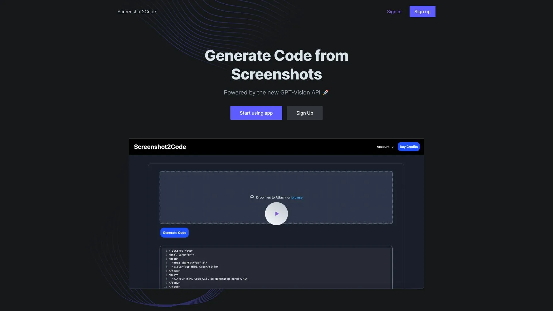 Screenshot2Code.com