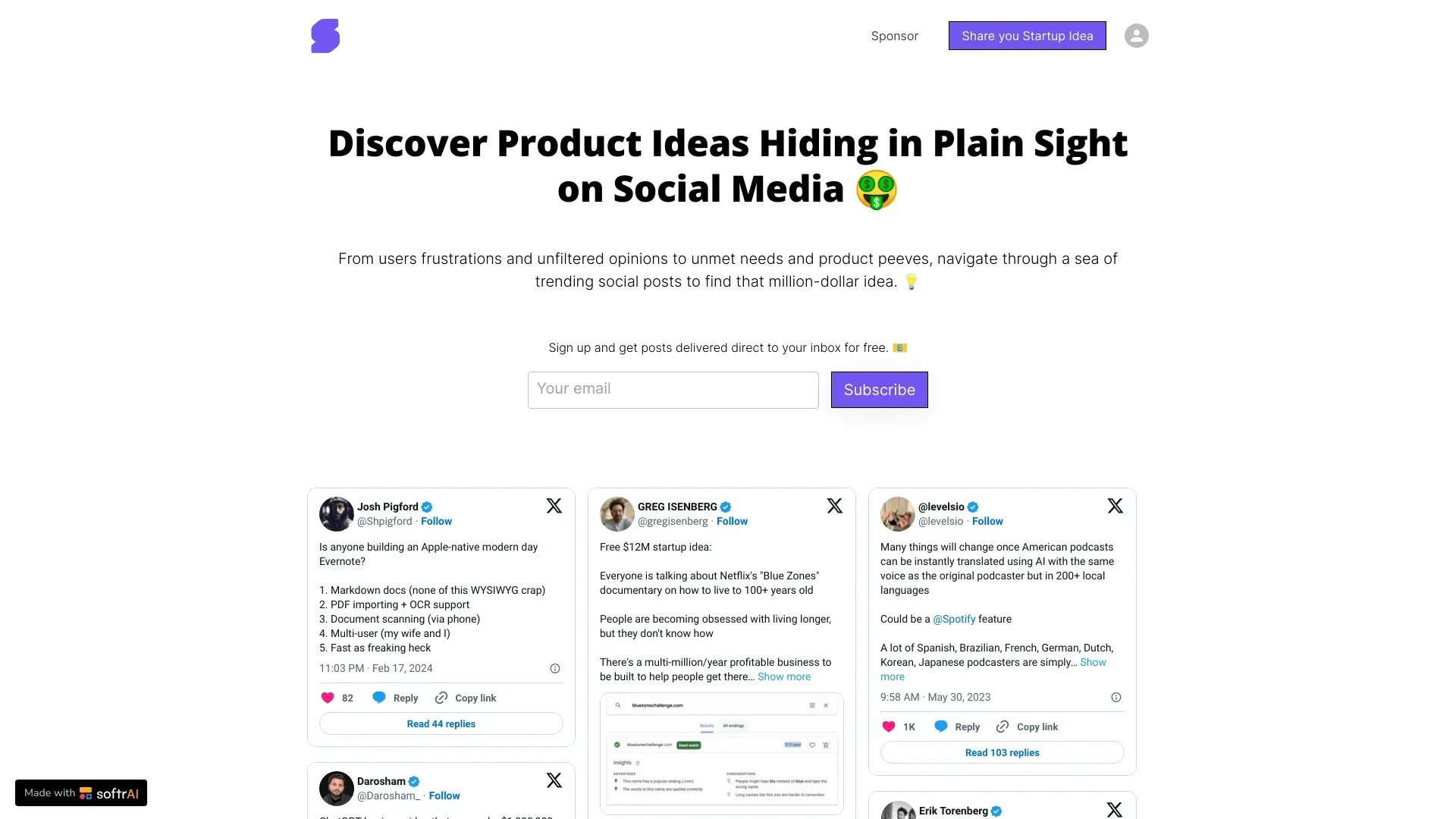 Socially Sourced Startup Ideas