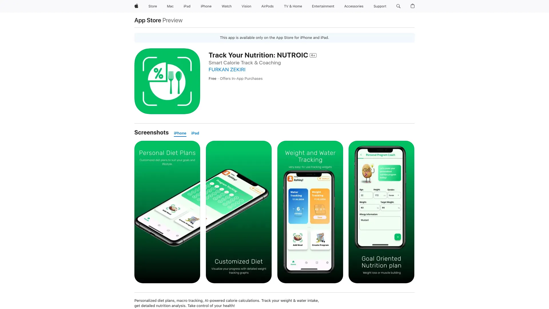 Track Your Nutrition: NUTROIC