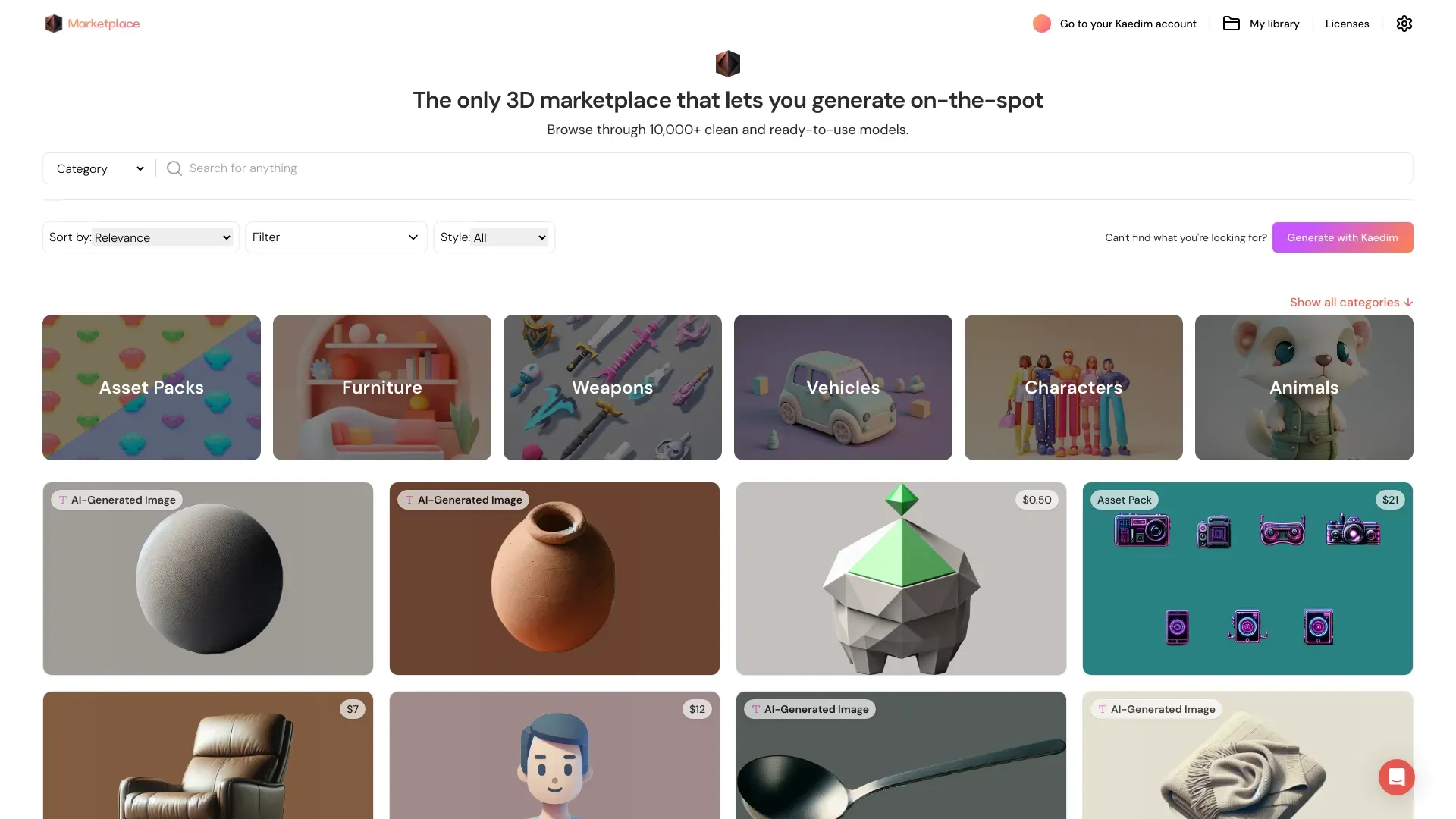 AI-powered 3D Marketplace