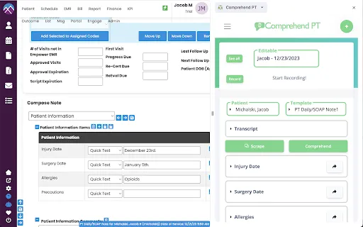 Comprehend PT EMR Integration