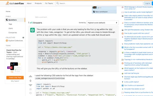 ChatGPT for StackOverflow