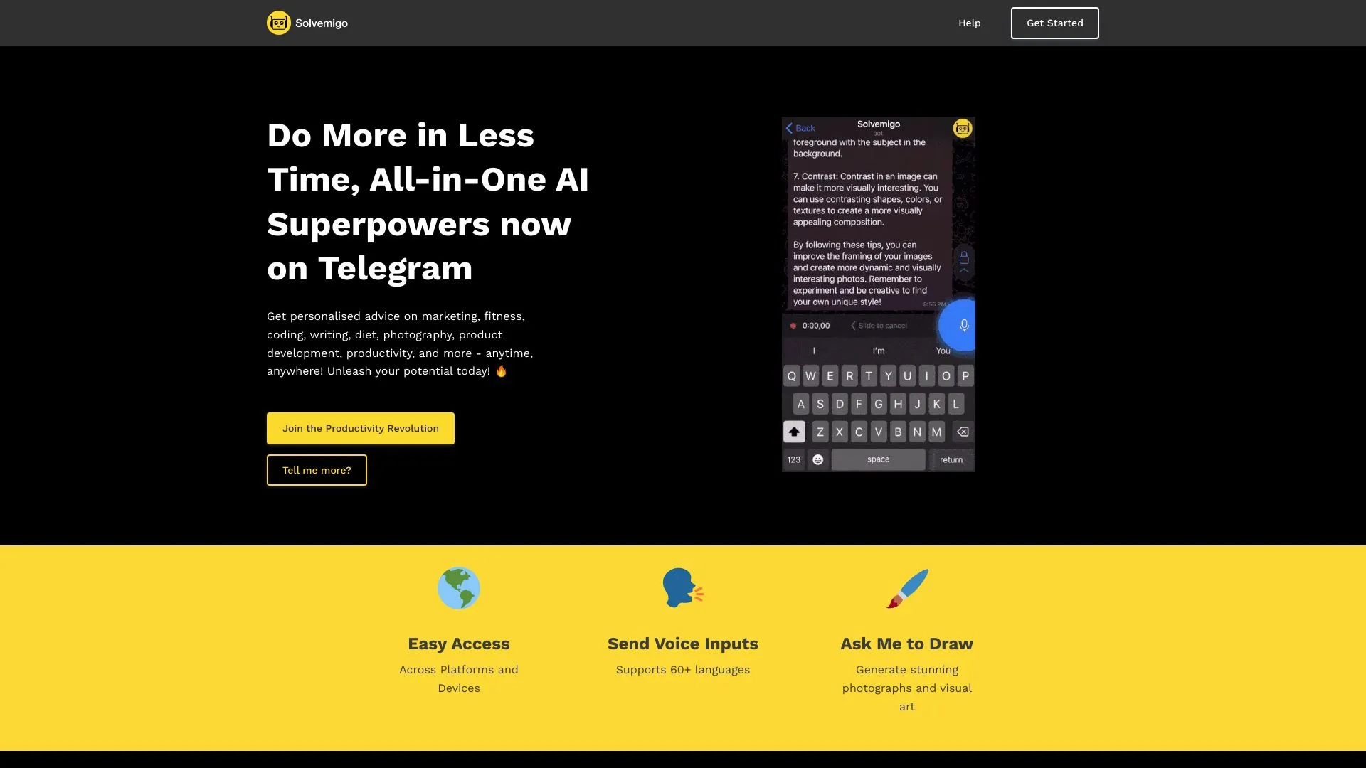 Solvemigo - ChatGPT for Telegram