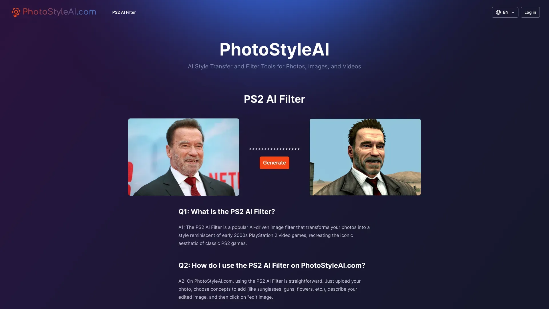 PS2 AI Filter by PhotoStyleAI