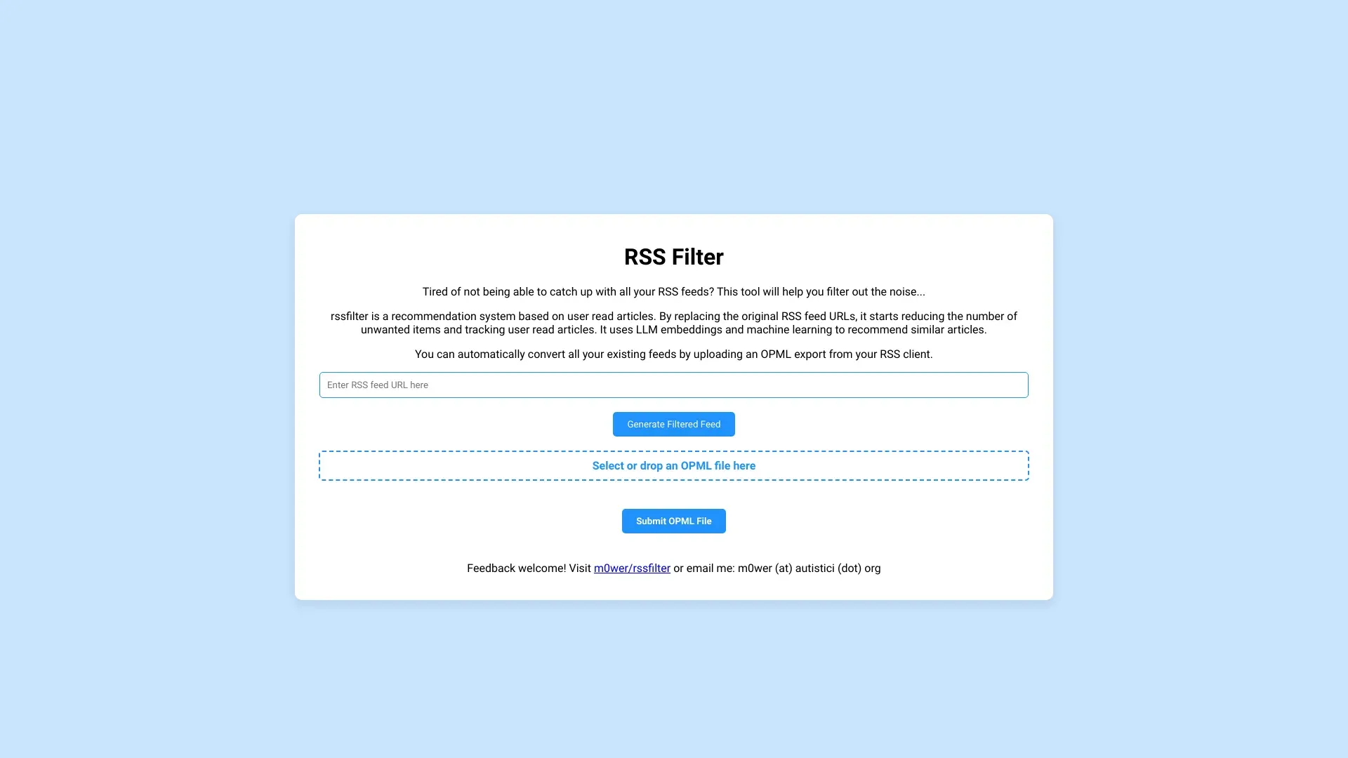 RSS filter