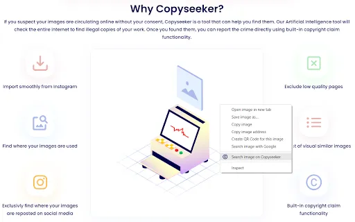 Reverse image search by Copyseeker
