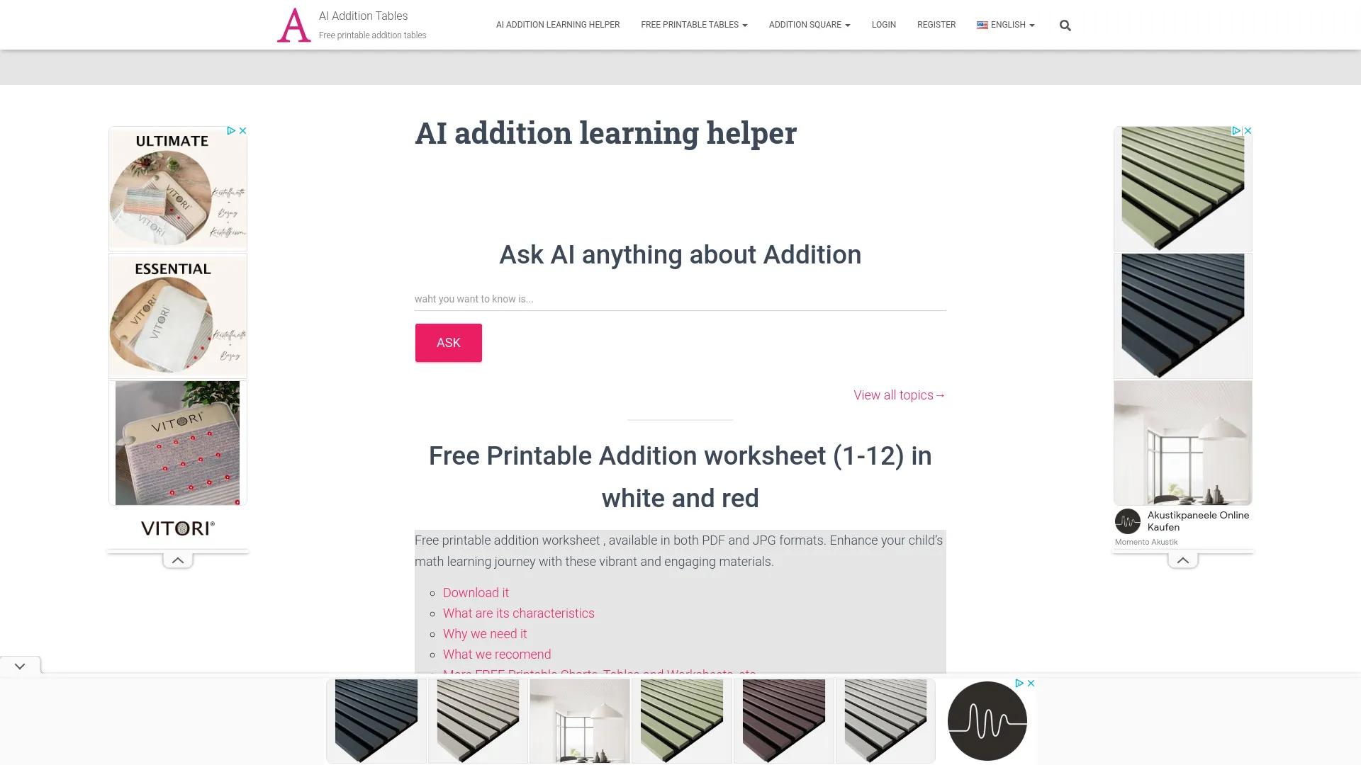 AI addition learning helper