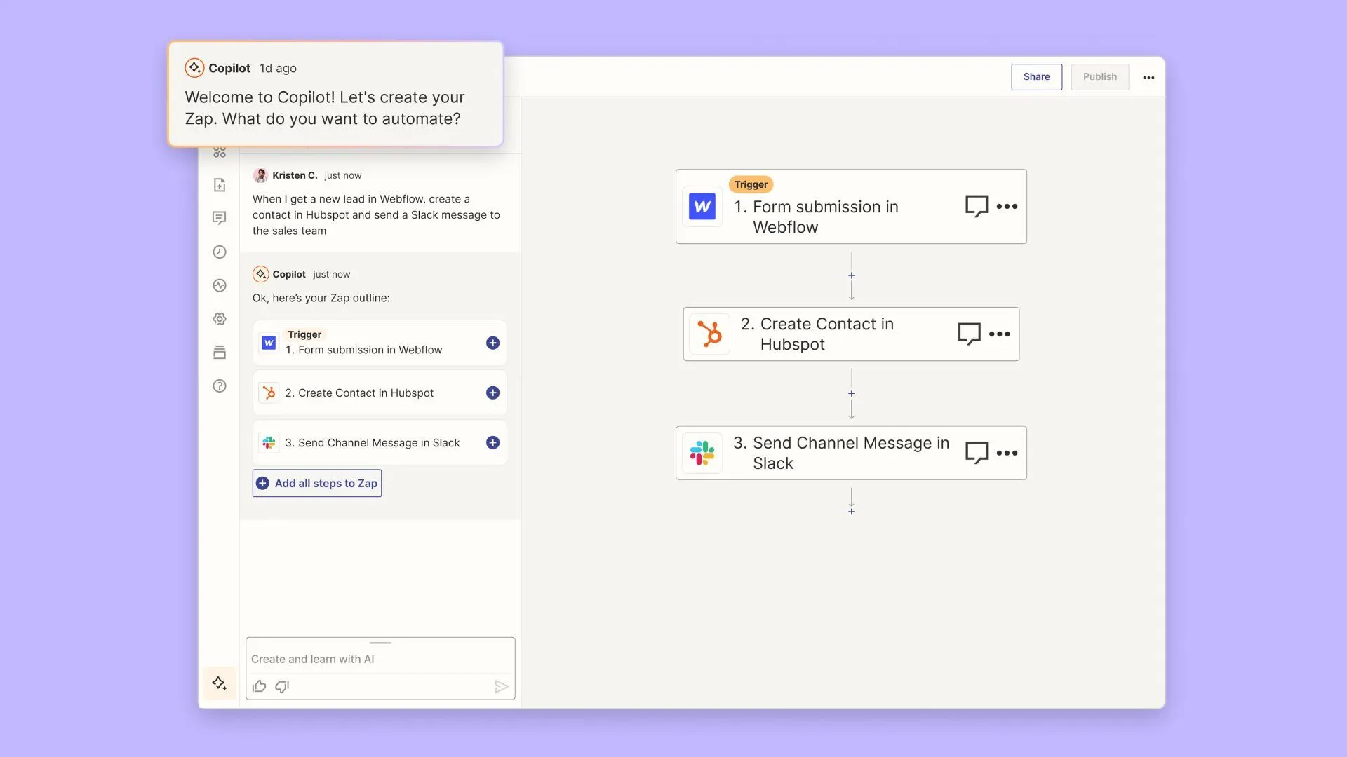 Zapier Copilot: Build Zaps even faster with AI